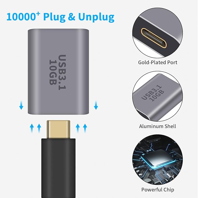 Poyiccot 10Gbps USB C Female to USB Female Adapter, 2-Pack Bi-Directional USB 3.1 Gen2 Type-C to Type-A Converter OTG Adapter Compatible with iPhone, MacBook Pro, Laptop