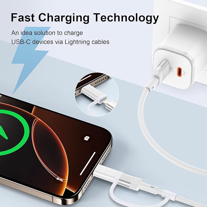 [Apple MFi Certified] Lightning to USB C Adapter for iPhone 17 Air 17 Pro 17 Pro Max 16e 16 Pro Max Plus 15,4-Pack USB Type C to Lightning Adaptor Cable Charger & Data Sync,Not for Headphone/Audio/OTG