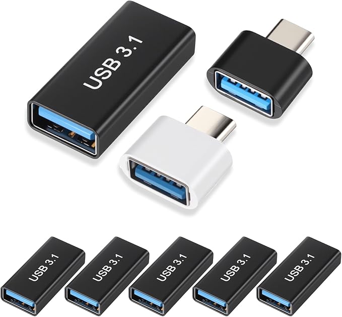5PCS USB C to USB A Adapter &2 OTG Adapters,USB C Female to USB A Female Coupler Convert 10Gbps Usb3.1 to C Adapter Connector Bi-Directional High Speed USB Extension Connector Support Charge Data Sync