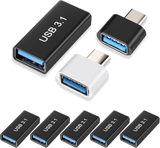 5PCS USB C to USB A Adapter &2 OTG Adapters,USB C Female to USB A Female Coupler Convert 10Gbps Usb3.1 to C Adapter Connector Bi-Directional High Speed USB Extension Connector Support Charge Data Sync