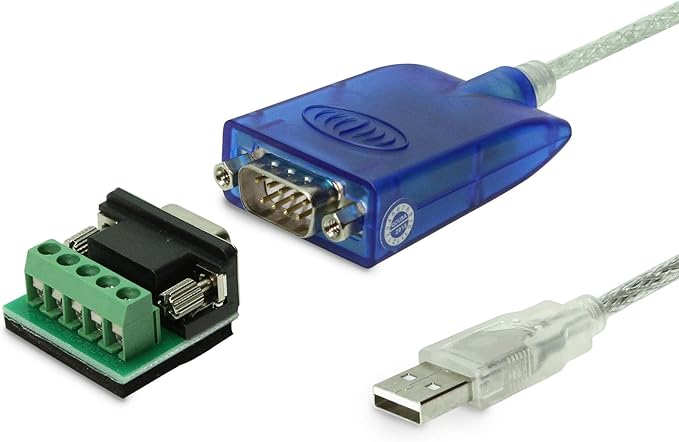 Gearmo USB to RS-485/422 Serial Adapter with FTDI Chipset, LED Indicators, 5ft Cable, ESD Protection, Supports Windows 11/10/8.1/8/7, Linux, MacOS X 10.6 and Above