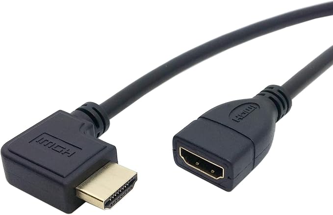 chenyang CY HDMI Extension Cable,HDMI 1.4 Male to Female 90 Degree Left Angled Extension Cable 0.5m