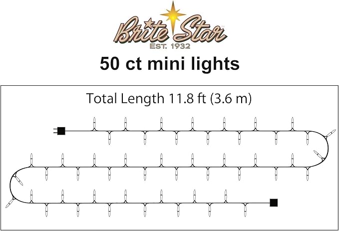 Brite Star 50 Lt String to String Lights, Multi, Green Wire
