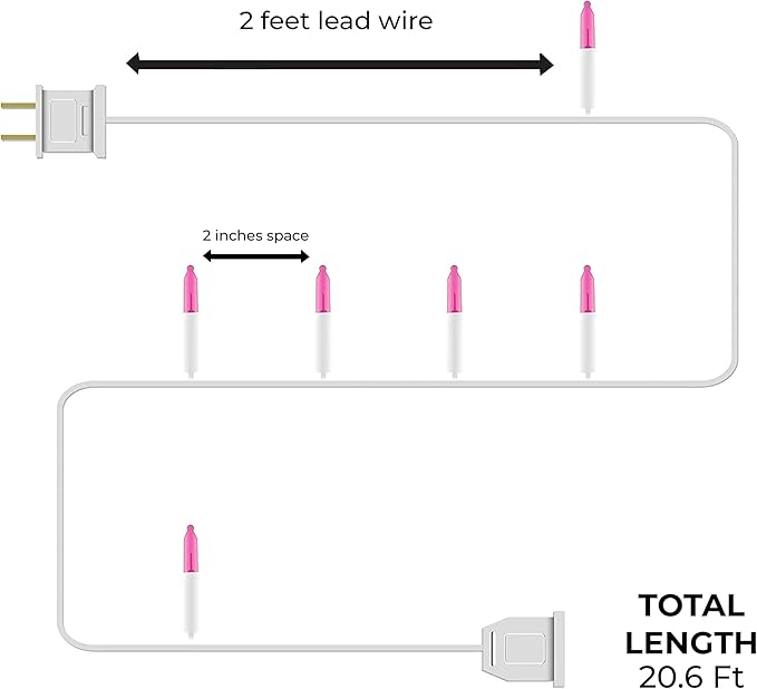Pink Christmas Valentine's String Lights 100 Mini Incandescent Fairy Light Decor 20.6 Ft White Wire Indoor & Outdoor Party Patio Bedroom, Xmas Tree Garland Easter Holiday Decoration