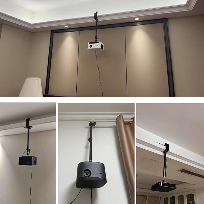Adjustable Long Arm Projector Ceiling Mount Stand, Universal Desktop Overhead Camera Mount, Metal Projector Hanging Mount for Aurzen Nebula XGIMI AuKing and Most Mini Projectors, Webcams & Cameras