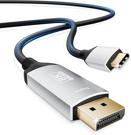 BolAAzuL USB C to Displayport Cable 4K@60Hz 4ft/1.2m, Short USB Type C to DP 1.2 Cord [Braided, Gold-Plated, Aluminum Shell] 2K@165H/144Hz for MacBook Pro Laptop Projector TV PC