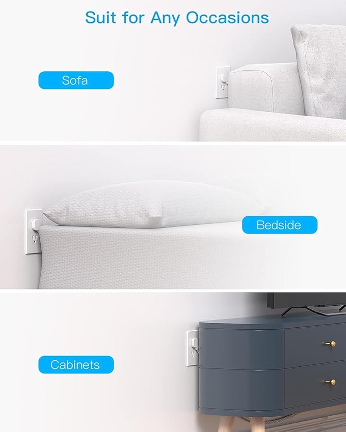 Cruise Ship Essentials, HANYCONY Short Extension Cord 1 Ft, Small Power Strip 3 Outlets 3 USB Ports(2 USB C), Ultra Thin Flat Outlet Extender with No Surge Protector for Dorm Room, Travel Accessories