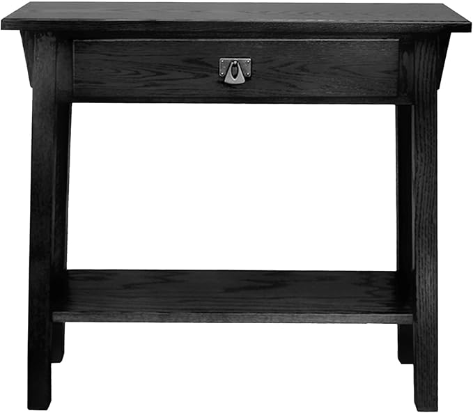 Leick Home Mission Console Table, Solid Wood, 1 Storage Drawer, Bottom Display Shelf, Narrow Depth, Easy-Assembly, For Living Room/Hallway, Slate Black, 30 in L x 10 in W x 28 in H, 9057-SL