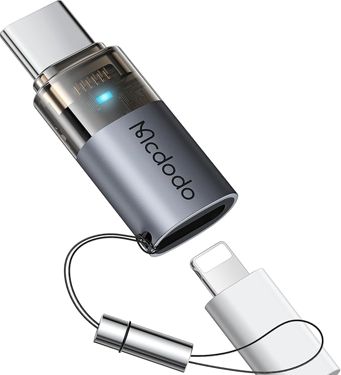 mcdodo 60W Lightning to USB-C Adapter with Lanyard, Lightning Female to Type-C Male Adapter PD Fast Charging iPhone Charger Cable Converter for iPhone 16 15 Series, iPad,MacBook