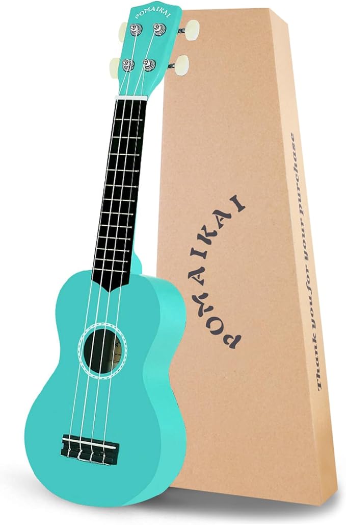 POMAIKAI Soprano Ukulele Starter Wood Ukele Hawaiian Guitar Ukelele 21" Beginner and Students (Blue)