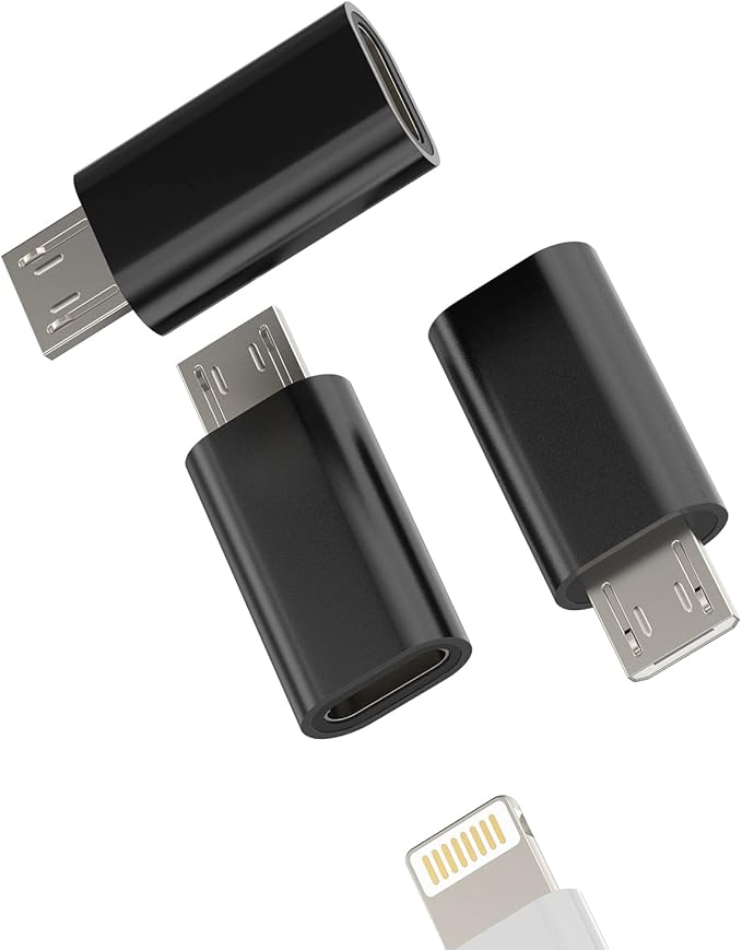 Lightning Female to Micro USB Male Adapter(3Pack)for Ipad compatible for Samsung Galaxy S7 S6 Edge LG Android Converter Charge Data Sync Charging Connector Port for iPhone 14 Pro Max 7 8 X Mini Cable