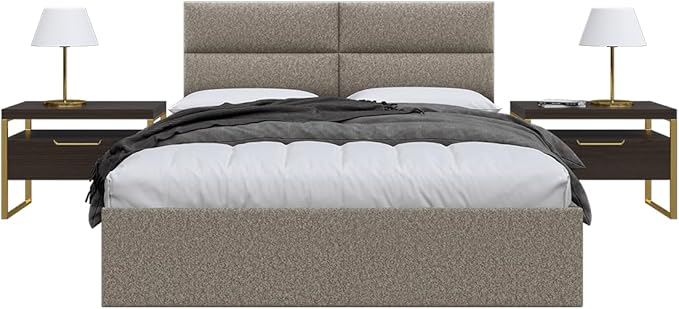 Vänt Upholstered Wall Panels - Queen/Full Size Wall Mounted Headboards - Faux Merino Wool Brown - Set of 4 Panels (Each Individual Panel 30"x11.5")