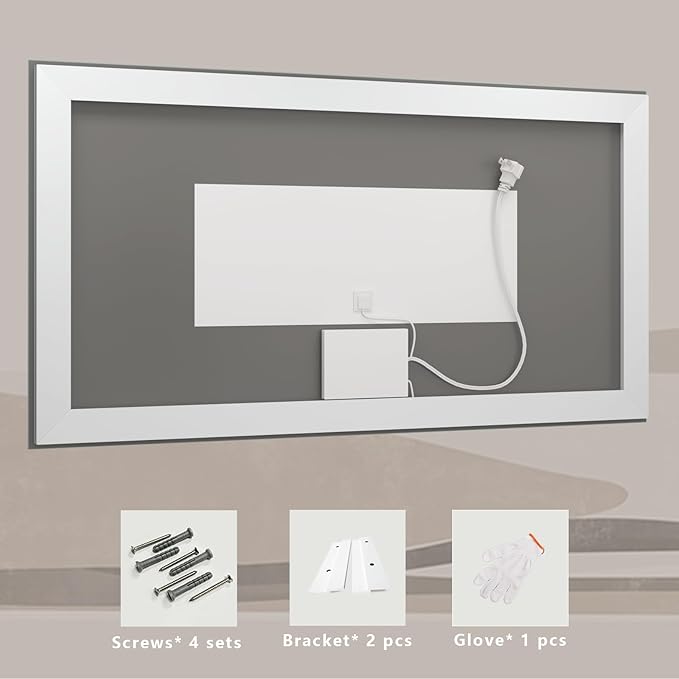 60x 40 Inch Lighted Bathroom Mirror for Wall, LED Illuminated Vanity Mirror with Lights, Dimmable, Anti-Fog, ETL Listed (Backlit and Front Lighted)