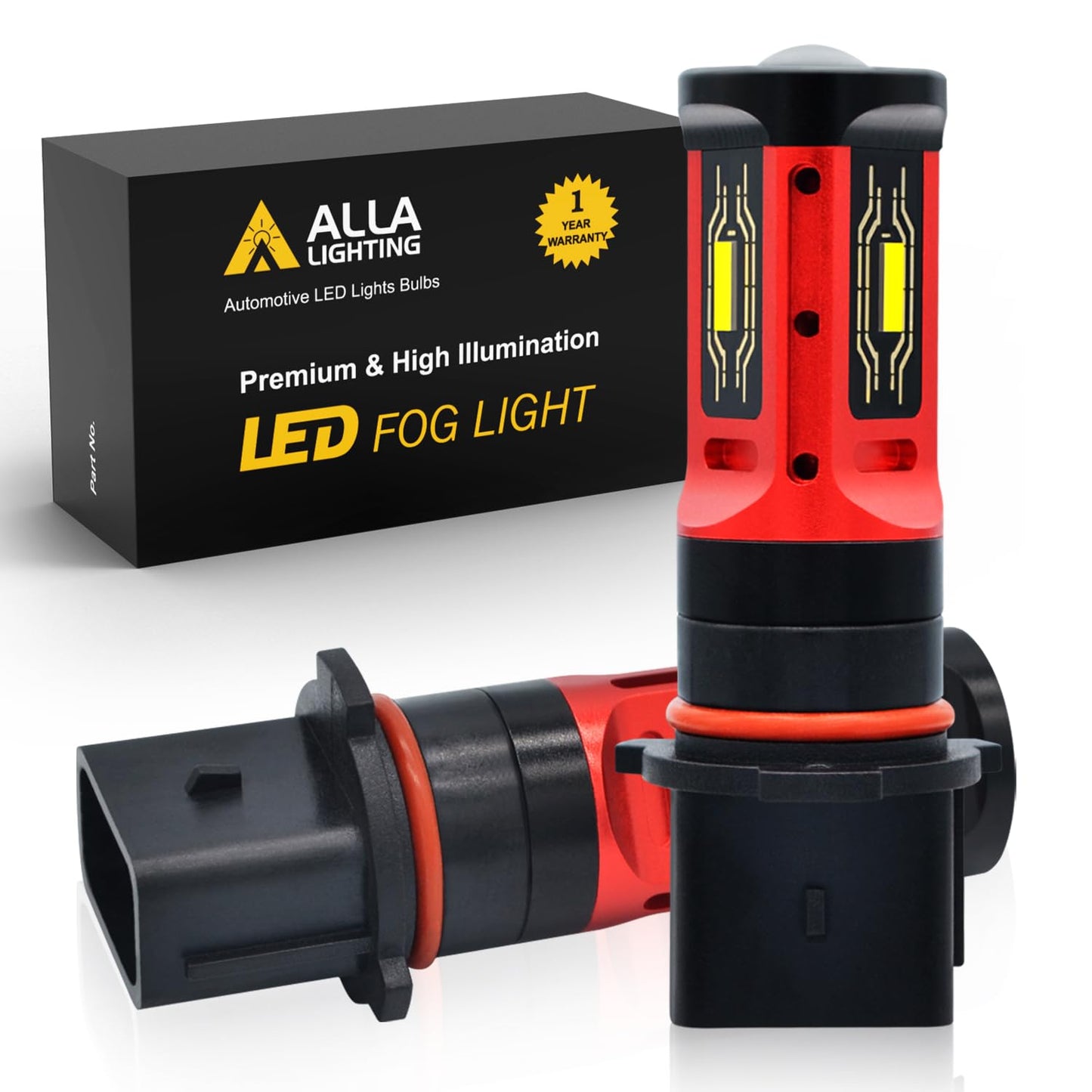 Alla Lighting LED Fog Lights/DRL Upgrade PSX26W 6000K Xenon White Model 12278C1 Xtreme Super Bright 1860-SMD