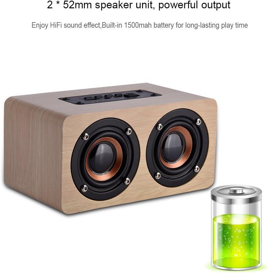 Zerone Wooden Bluetooth 4.2 Speaker, Portable Mini Multimedia Music Speakers with 2 Horns, Superior Sound Quality (Red