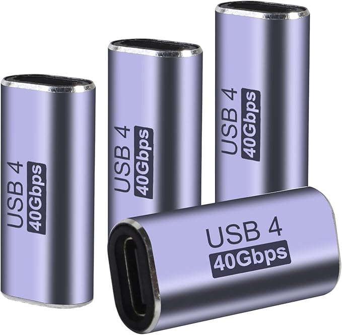 4pcs USB C Female to Female Adapter/Connector, USB Type C Adapter Extender Support 100W, 40Gbps, 8K@60Hz for Steam Deck, MacBook,Thunderbolt ect(F-F Straight)