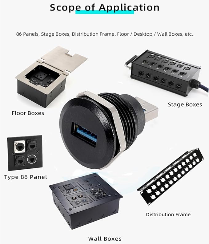 PENGLIN 5PCS USB3.0 Adapter, USB-A Male to Female Converter Extender Connector, USB Panel Mount Connector Compatible with Laptop Computer Hard Drive Printer Camera