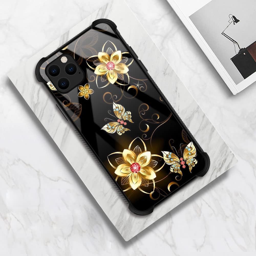 DJSOK Compatible with iPhone 12 Pro Max Case, Anti Scratch Soft TPU Cover with Design Pattern, Golden Flower