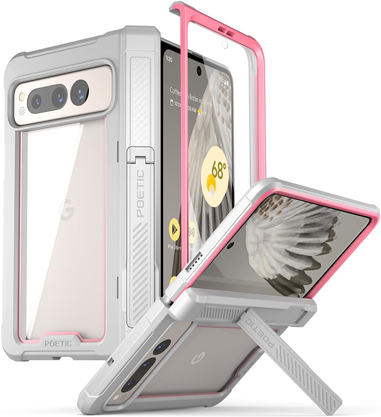 Poetic Guardian Case for Google Pixel Fold 5G, Ultra-Thin Full-Body Hybrid Shockproof Cover, Pink