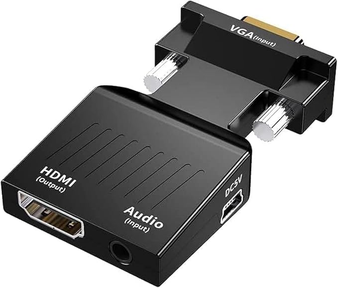 VGA to HDMI Adapter Converter with Audio AUX Cable 1080P 60Hz Resolution with Audio Support for Computer, PC, Laptop, Monitor, Beamer, HDTV UVM