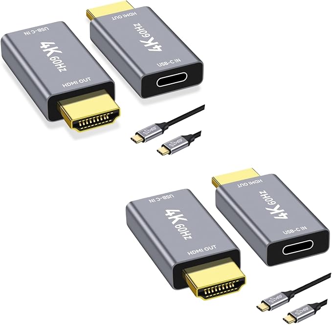 USB C Female to HDMI Male Adapter with 3.3FT USB Video Cable, 4K@60Hz Uni-Directional USB Type C Source to HDMI 2.0 Display Converter Thunderbolt 3/4 to HDMI for i-/Phone 17, MacBok, Galaxy - 2 Pack