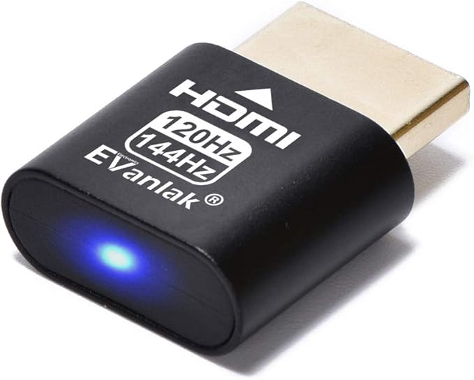 EVanlak HDMI Headless（High Rate240） HDMI Dummy Plug,Headless Ghost, Display Emulator Black 1Pcs