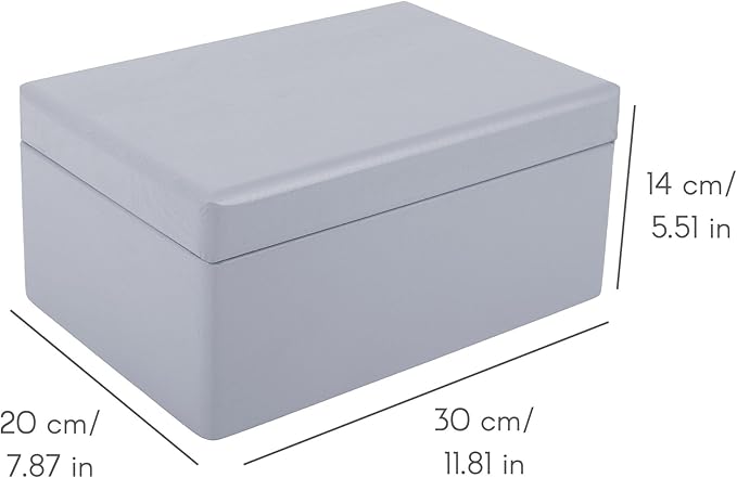 Large Grey Wooden Box Storage with Hinged Lid | 11.8 x 7.87 x 5.51 inches (+-0.5) | Gift Box Storage | Product NOT Intended for 15 Years OR Below