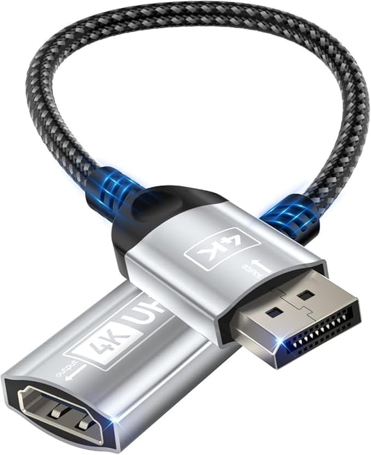 4K DisplayPort to HDMI Adapter, Unidirectional DP (Display Port) Male to HDMI Female Converter Compatible with Lenovo, HP, Dell, AMD, NVIDIA, More Passive