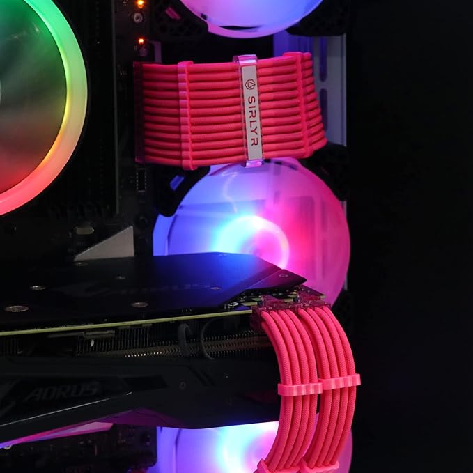 SIRLYR PSU Cable Combs,Pearlescent Paint Computer Wire Organizer,Extension Cables Comb for PC Cable Management 20 Pieces Set = 24 pin x 4, 8 pin x 16 for 3 mm/0.11In up to 3.5 mm/0.13In Pink