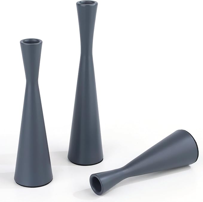 Vixdonos Taper Candle Holders Metal Candlestick Holders Set of 3 Table Mantel Decorative Candle Stand for Dinning,Party，Wedding,Home Decor(Dark Blue)