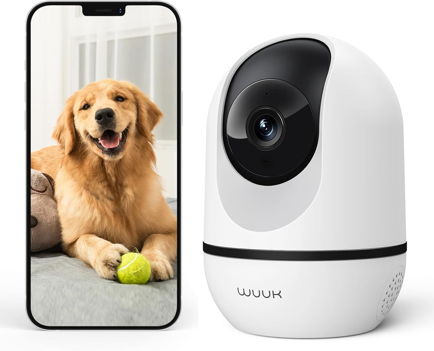 WUUK 4MP Indoor Security Camera, Pan Tilt Cam for Baby Monitor, Wi-Fi Home Security Pet Camera with Night Vision