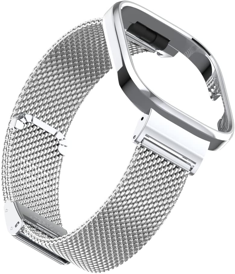 HOPMC Stainless Protective Metal Frame and Steel Mesh Buckle Replacement Band for Redmi Watch 3 Strap