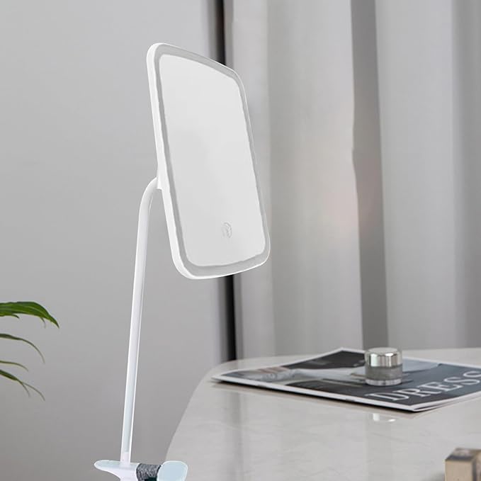 Clip on Mirror, Multi-Functional Portable Square Makeup Vanity Mirror with Lights Rechargeable for Makeup and Skincare