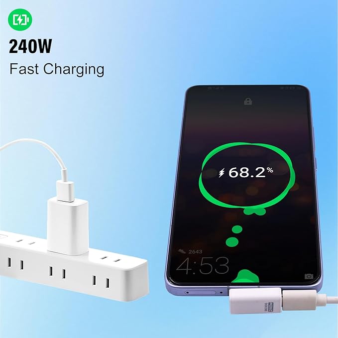 Danfetsoy 90 Degree USB C Adapter 80Gbps, 240W USB C 90 Degree Adapter Thunderbolt 5 Right Angle Type C Extender Coupler Connector for MacBook, Laptop, Tablet, VR, Camera, Smartphone, (White 2pack)