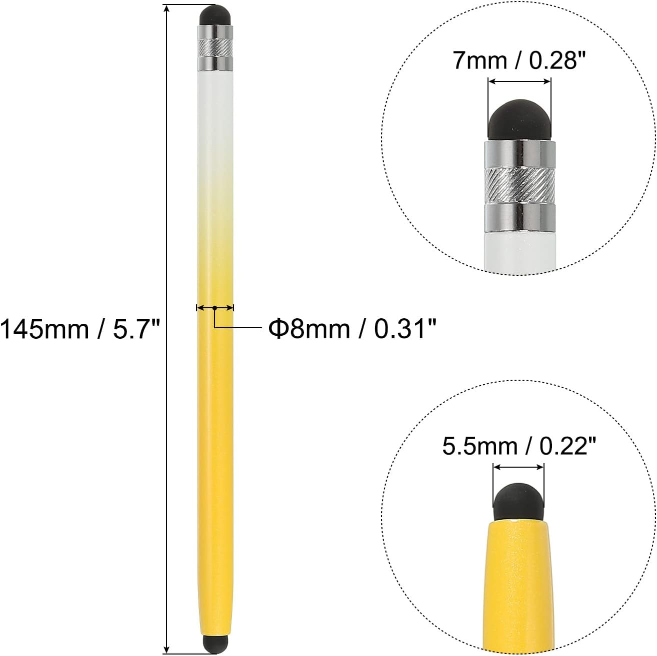 MECCANIXITY Dual Rubber Tips Stylus Pens for Touch Screens, Precision Capacitive Tablet Pen for Universal Devices,