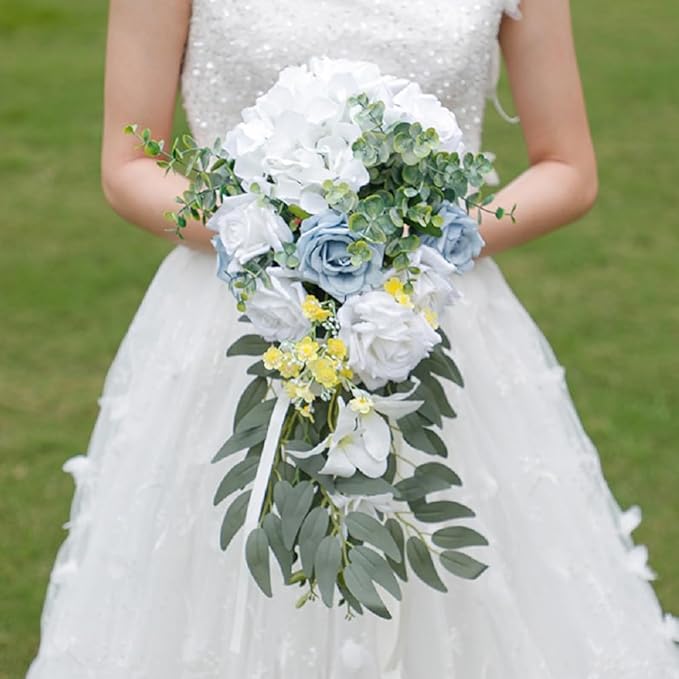 Artificial Flowers Silk Hydrangea Heads with Stems Fake Flowers for Wedding Home Party Shop Baby Shower Decor (White)