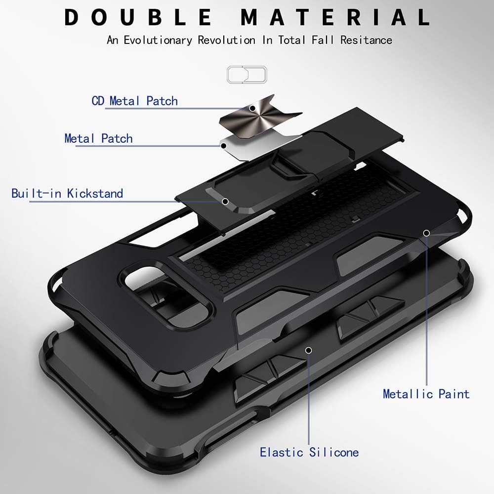 Military Grade Case for Samsung Galaxy Note 8, Built-in Kickstand, Heavy Duty Shockproof Cover, Silver
