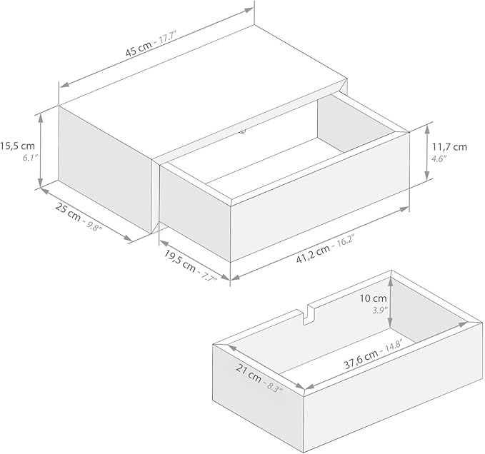 Mobili Fiver, Riccardo Floating nightstand, Ashwood White, Made in Italy