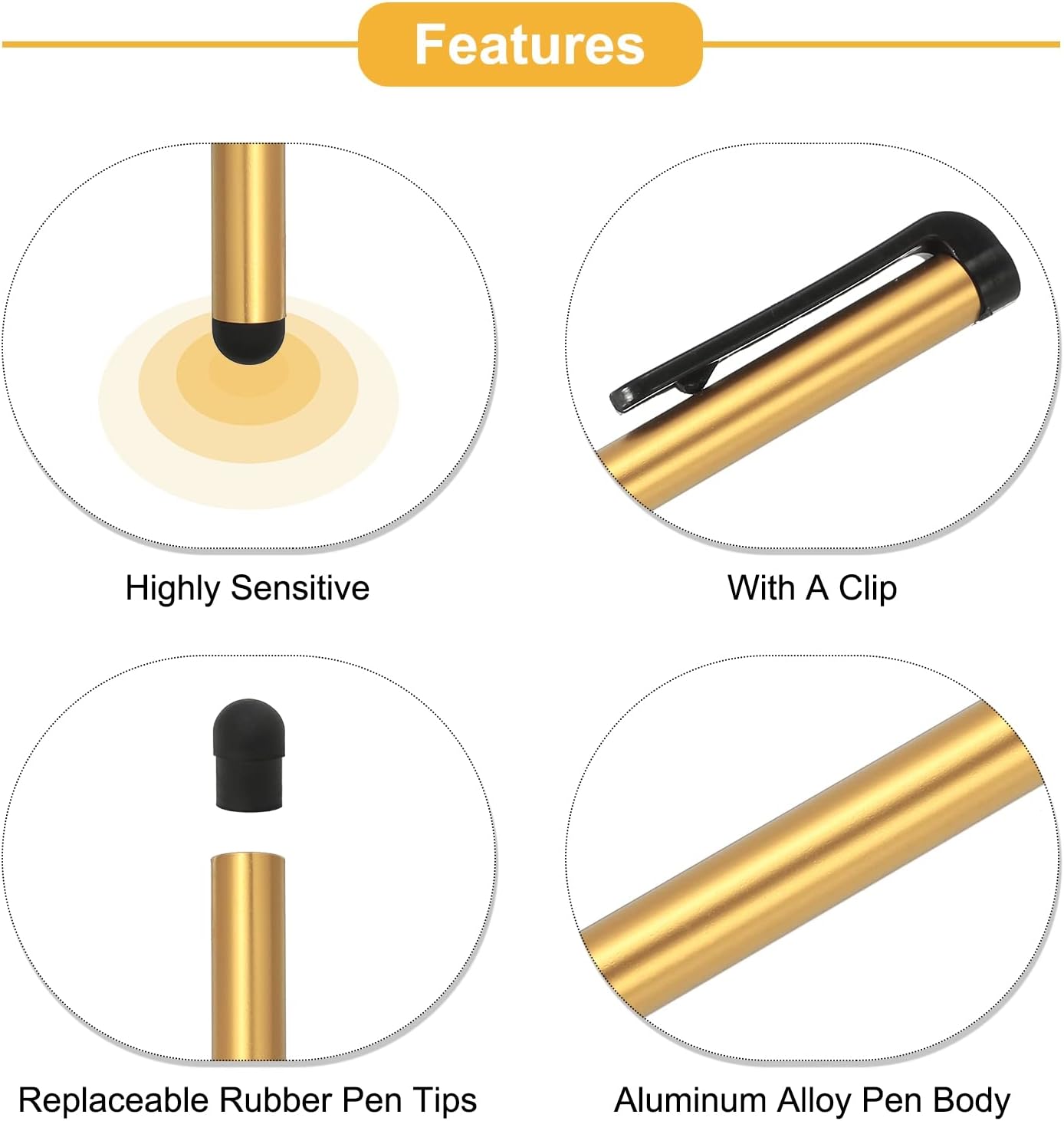 MECCANIXITY 10pcs Stylus Pens, Universal Capacitive Stylus Pencil for Phone Tablet, All Capacitive Touch Screen Devices