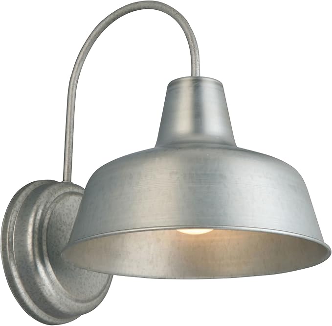 Mason Barn Light 1 Indoor/Outdoor Wall Mount Modern Industrial Farmhouse Design House Light for Patio, Garage, Bathroom, Office, Kitchen, 8 inch, Galvanized, 520965