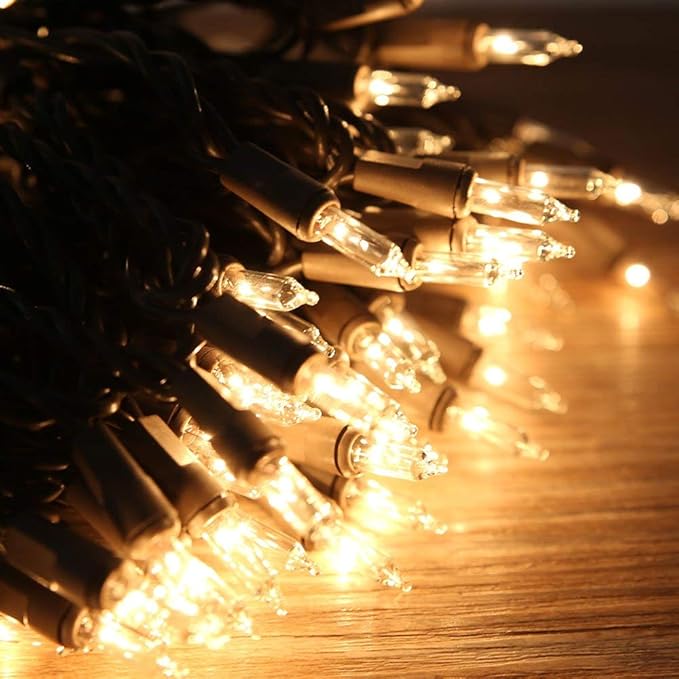LIDORE Super Bright Clear Mini Christmas Tree String Lights, Gift for Decoration, 21.45FT 100 Count Bulbs with Brown Cord, UL Listed Indoor Outdoor Lighting for Holiday (Brown Cable, 2-Pack)