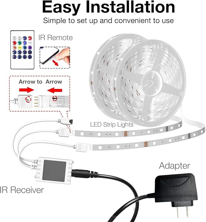 DAYBETTER Smart WiFi Led Lights 200 ft, Led Strip Lights Work with Alexa and Google Assistant, App Voice Remote Control Music Sync Color Changing RGB Strip Lighting for Bedroom Room Decor, 100 ft *2
