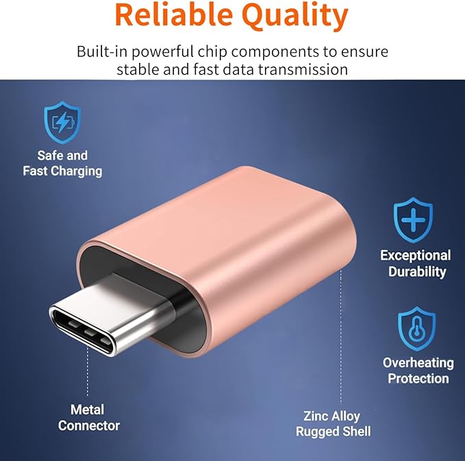 [Apple MFi Certified] USB C to USB Adapter, USB C Male to USB 3.0 Female OTG Cable Converter Compatible with MacBook Pro Air, Tablets, iPhone 17 Pro Max/17 Plus/16/15 Series (Pink-2Pack)