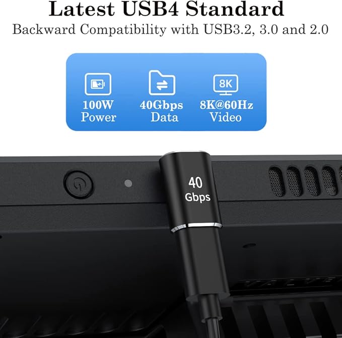 AuviPal USB C 90 Degree Adapter (2 Pack), Up and Down Right Angle L Shape USB Type C Male to Female Connector for Steam Deck, ROG Ally, MacBook, Tablet, Phone and More - Black