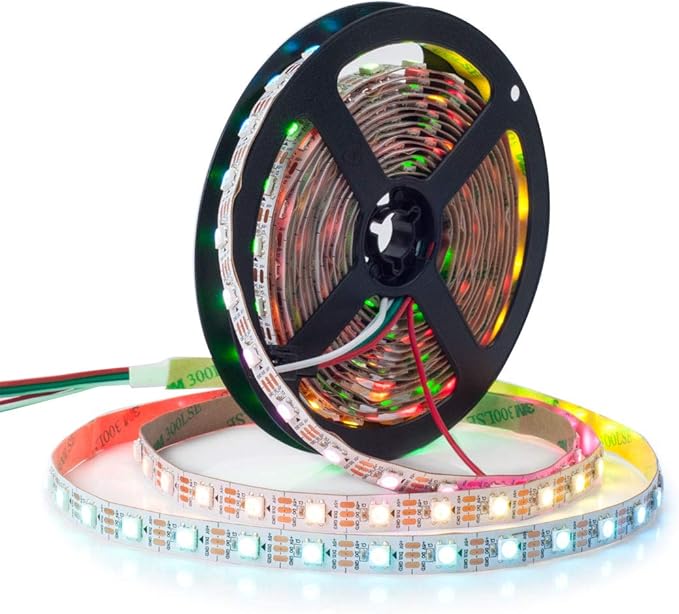 BTF-LIGHTING WS2812B RGB ECO LED Strip, Chasing Effects 5050SMD Individually Addressable 16.4FT 60Pixel/m 300Pixels Flexible Dream Color IP30 for Bedroom DIY Project DC5V(No Adapter or Controller)