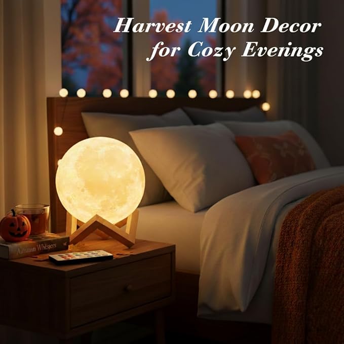 Mydethun 7.1 Inch Large 16 Colors Moon Lamp – 148 Combination Modes, Remote/Touch Control, Rechargeable LED Night Light, Thanksgiving Décor, Gifts for Women, Party Favors Décor