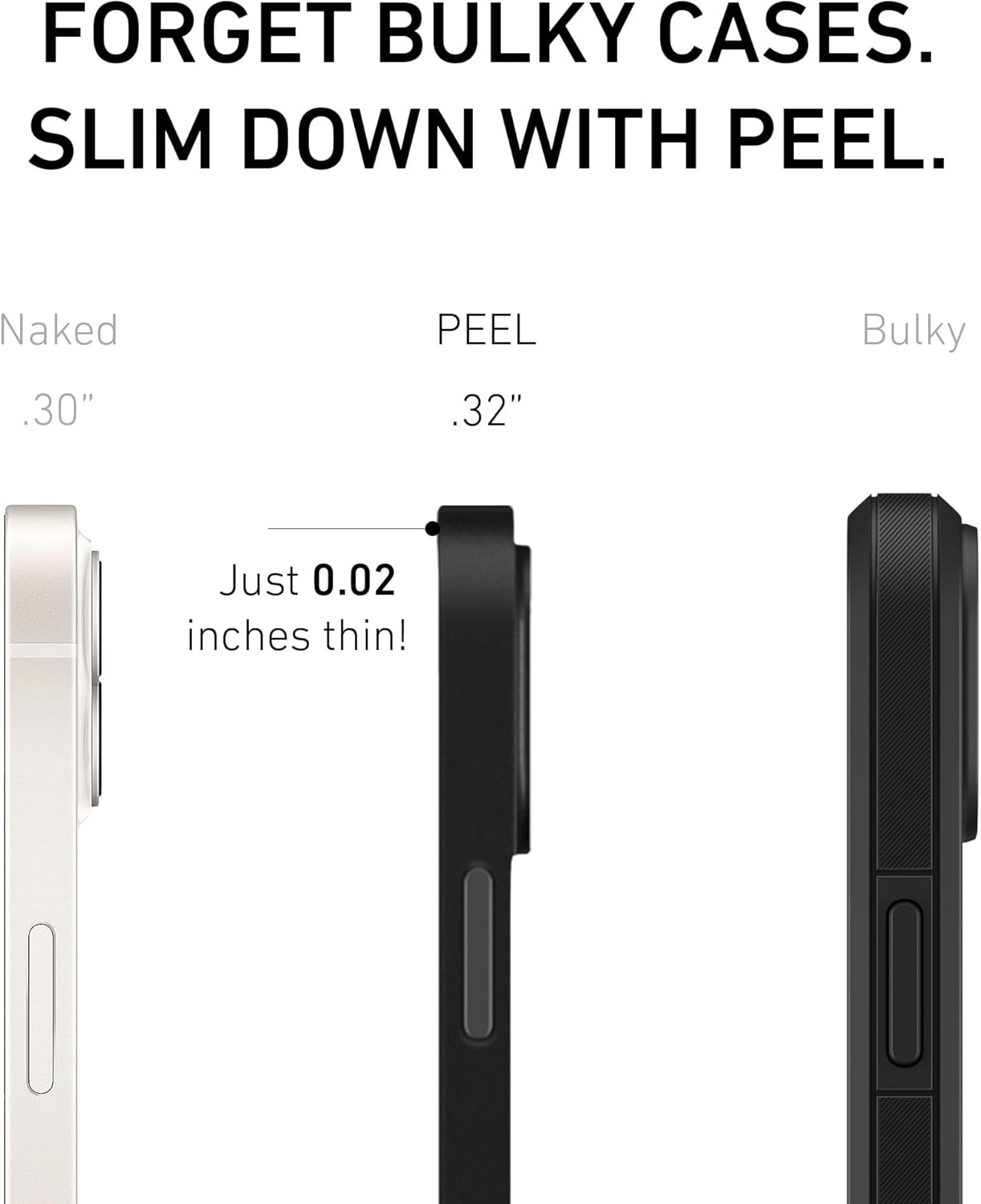PEEL Original Super Thin Case for iPhone 13 Mini, Blackout, Ultra Slim Design, Protects & Showcases Your Device