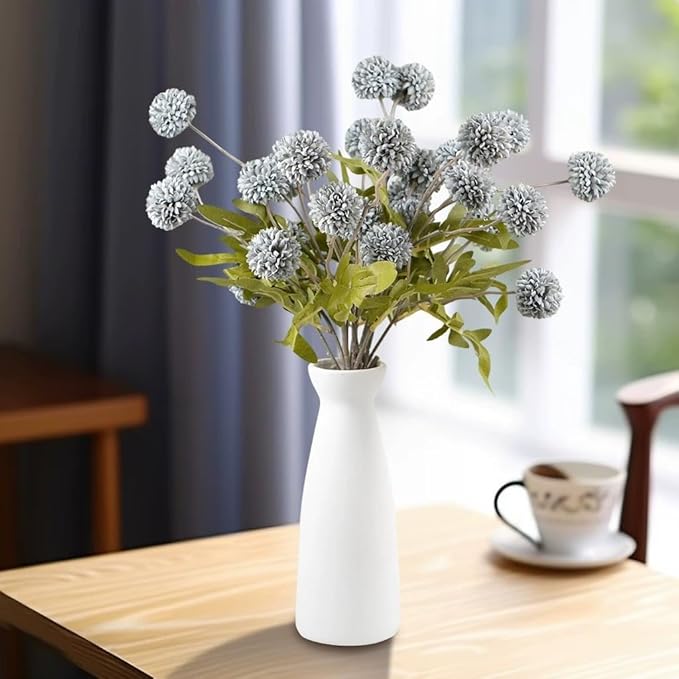 Artificial Flowers for Vases 20.5 Inch 10 Stems， Silk Dried Fake Mums Bouquet Indoor Faux Floral Arrangements for Decoration (Blue)
