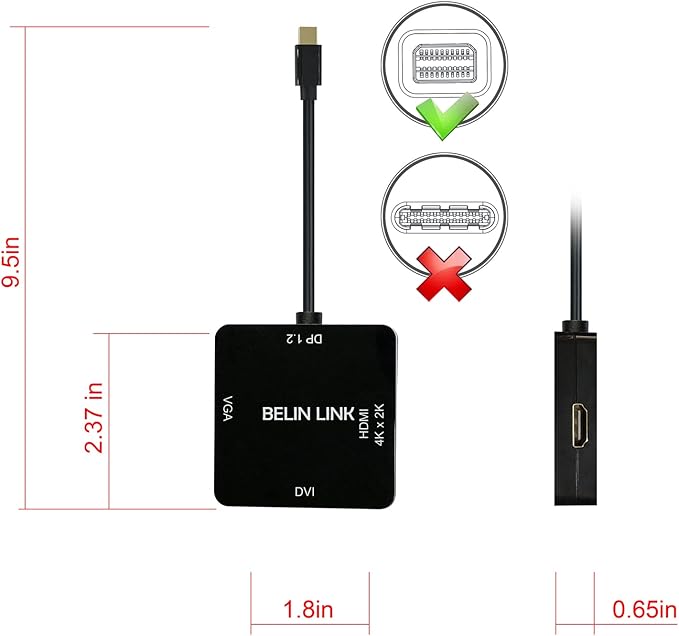 Mini DP to HDMI VGA DVI Adapter,Mini DisplayPort to VGA Adaptor for Surface Pro 6 5 4 3 Video Display Thunderbolt to DVI Converter for Mac,MacBook Pro,Air,HDMI Surface Book to TV,Projector,Monitor