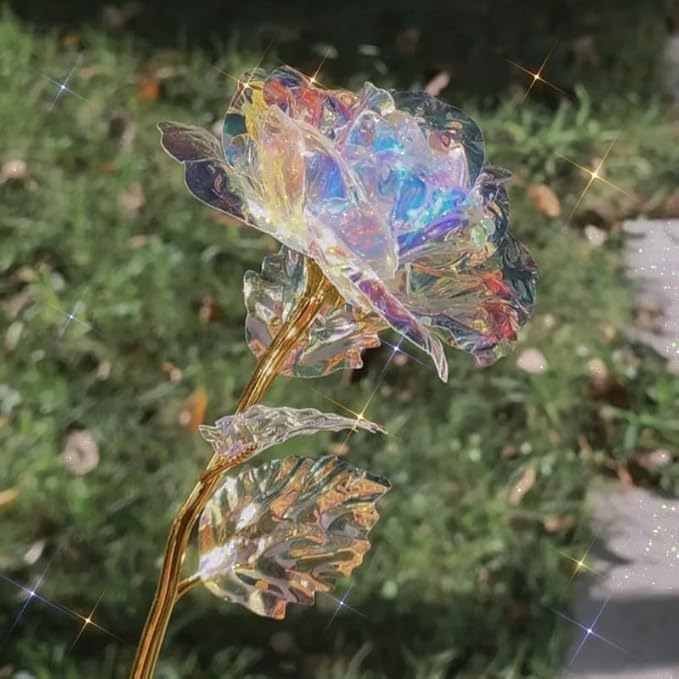 20PCS Artificial Colorful Flowers Galaxy Rose Crystal Flower Glass Rose Gifts for Wedding, Mother' s Day Memorable Days, Color A